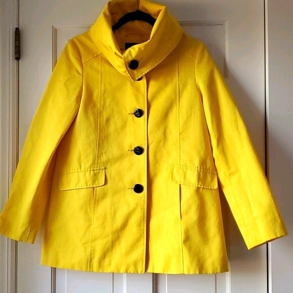 H&M FUNNELNECK LIGHTWEIGHT YELLOW GOLD JACKET SIZE 6 CHEERY SPRING - Picture 1 of 11